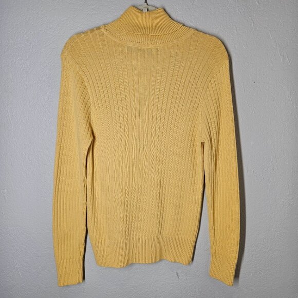 Jeanne Pierre Woman's Med Cotton Ribbed Turtleneck Knit Sweater Yellow Medium - Picture 6 of 12